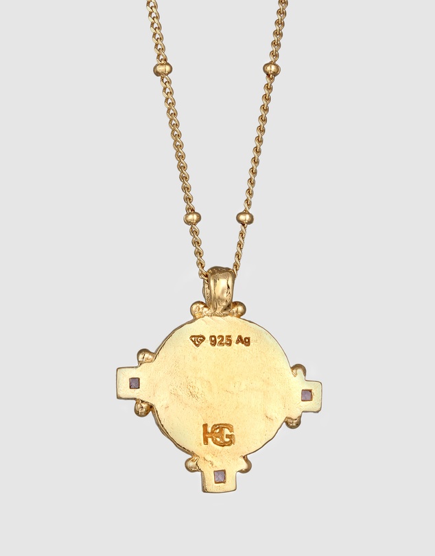 Haze & Glory - ICONIC EXCLUSIVE - Necklace Vintage Sapphire Coin 925 Sterling Silver Gold-Plated