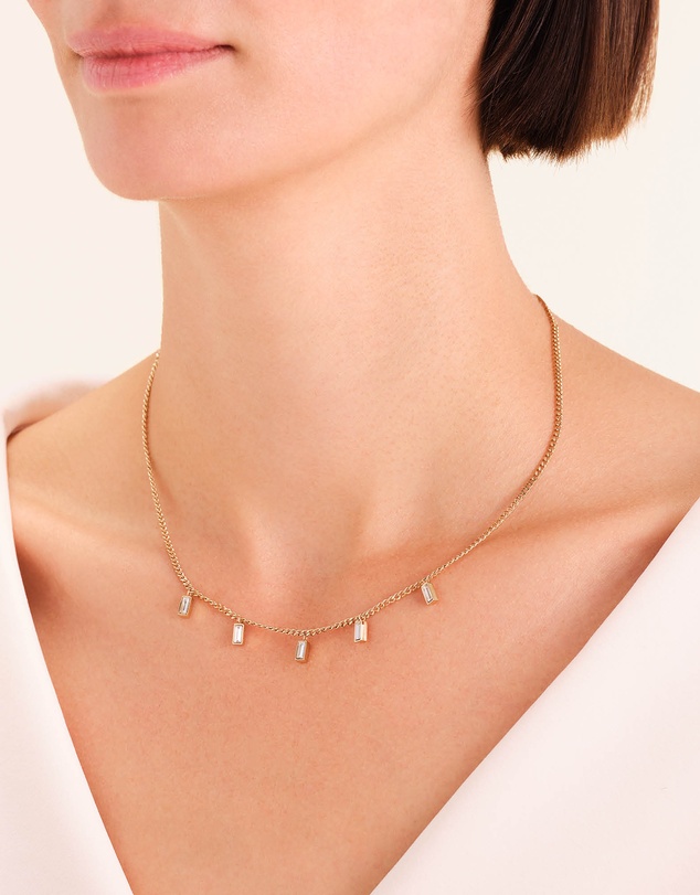 Rosefield - Playful Diamonds Baguette Gold-Tone Necklace
