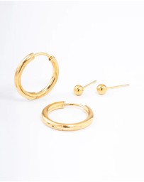 Lovisa - Waterproof Gold Plated Stainless Steel Basic Cubic Zirconia Earrings Pack