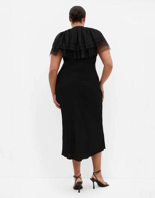 City Chic - Plus size Ruffle Mesh Shrug - black