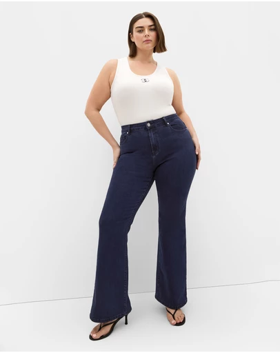 City Chic - Plus size Harley Fit Carla Flare Leg Regular Jean - dark wash