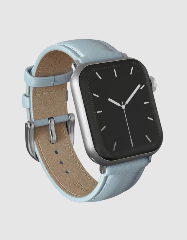 Burga - Burga Apple Watch 42/44/46/49 Leather Band - Silver Clasp Light Blue