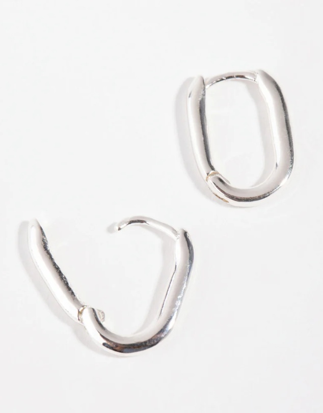 Lovisa - Sterling Silver Sleek Oval Huggie Earrings