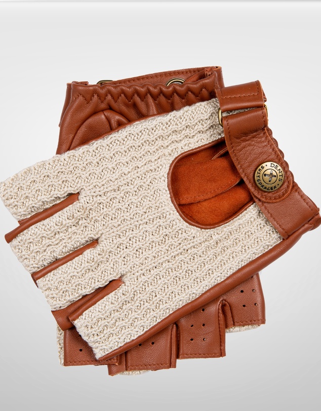 DENTS - Suited Racer x Crochet Back Fingerless Driving Gloves