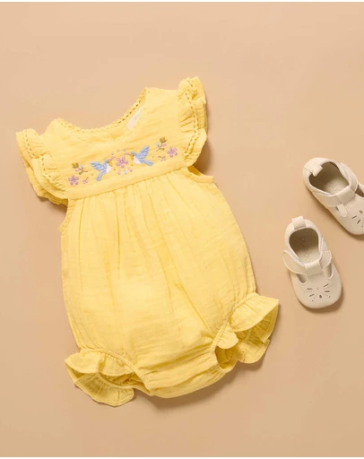 Purebaby - Embroidered Bodysuit -Kids-Babies