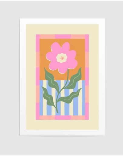 Olive et Oriel - Pink Abstract Flower by Melissa Donne Art Print