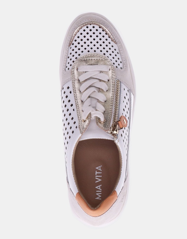 Mia Vita - Baxley Zip Casual Sneaker - White/Apricot
