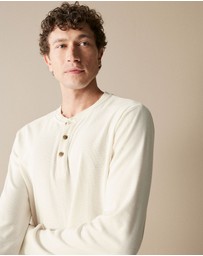 Trenery - Australian Cotton Waffle Henley in White