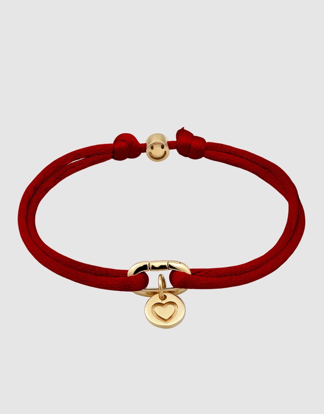 Elli Jewelry - Heart Charm Red Satin Bracelet