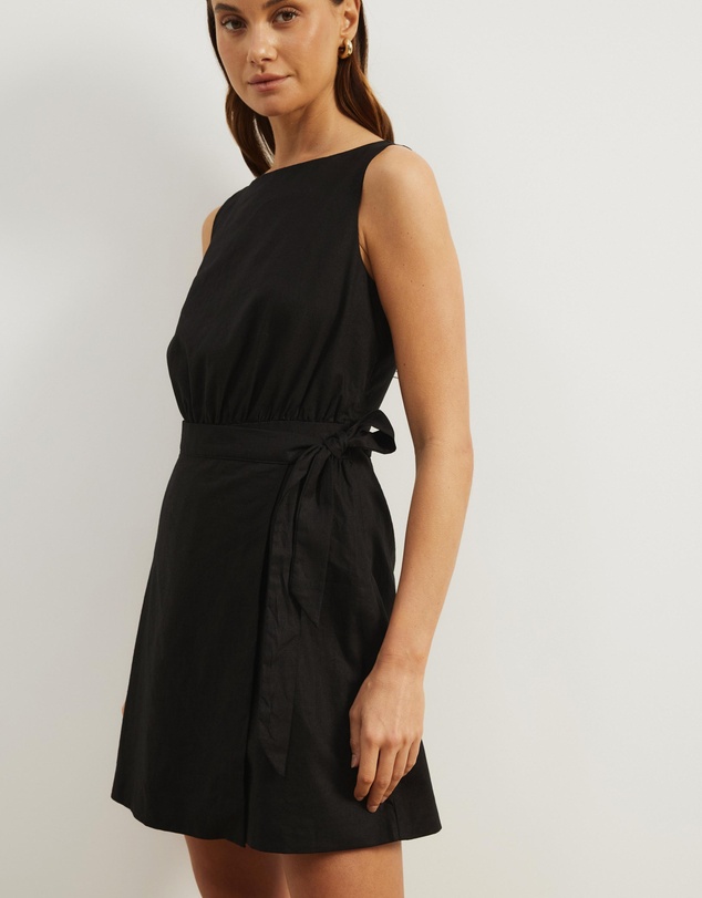 Atmos&Here - Diana Linen Blend Wrap Mini Dress