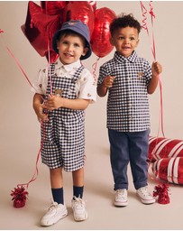 Huxbaby - Check Short Overalls - Babies