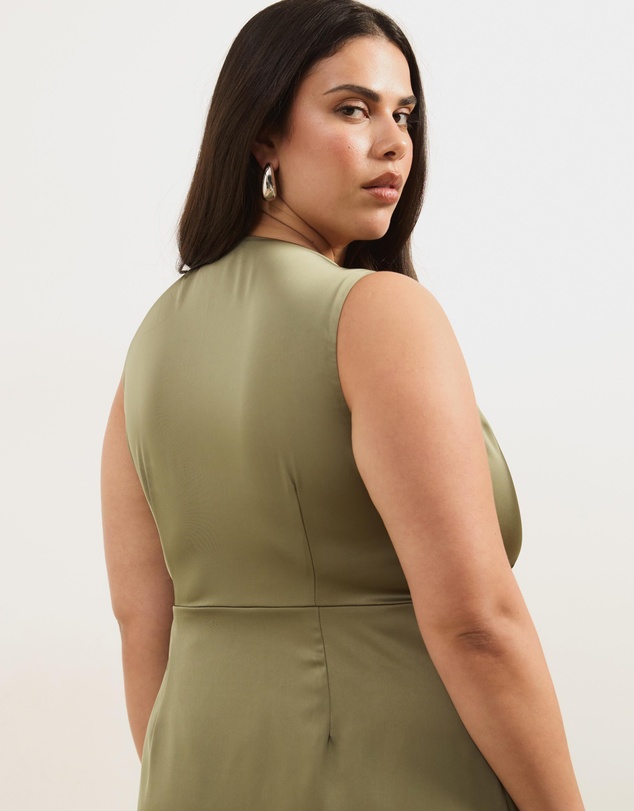 Atmos&Here Curvy - Jasmine Lace Trim Satin Midi Dress