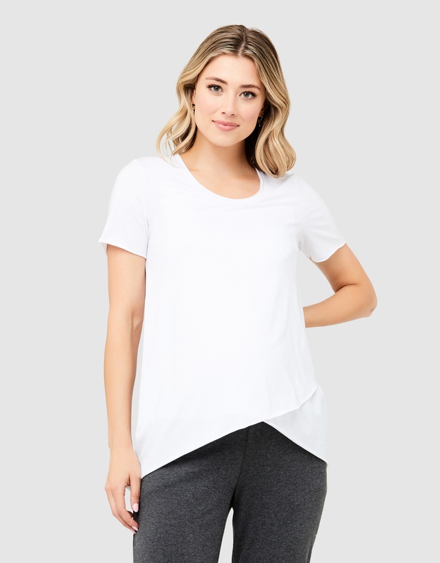 Ripe Maternity - Short Sleeve Raw Edge Nursing Top