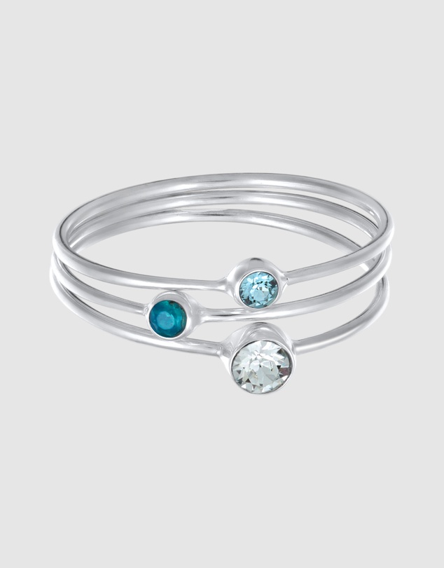 Elli Jewelry - Ring Set Stack Basic with Crystals Blue in 925 Sterling Silver
