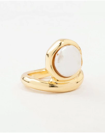 Lovisa - Gold Organic Pearl Band Ring