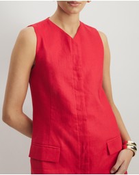 AERE - Tamsin Linen Mini Shift Dress