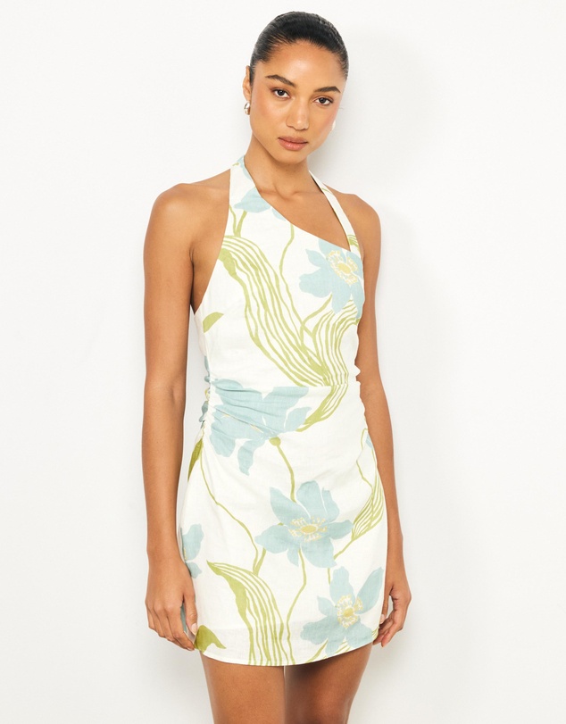 AERE - Sereia Ruched Linen Mini Dress