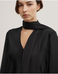 Witchery - Long Sleeve V-neck Scarf Top