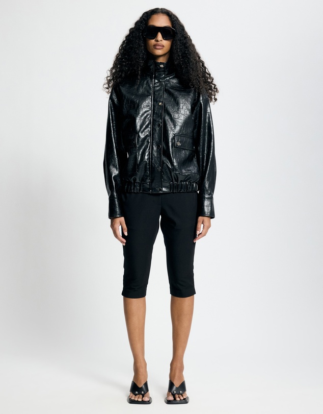 Lover - Lenore Funnel Croc Leather Look Bomber