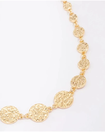 Lovisa - Gold Plated Hammered Disc Chain Necklace