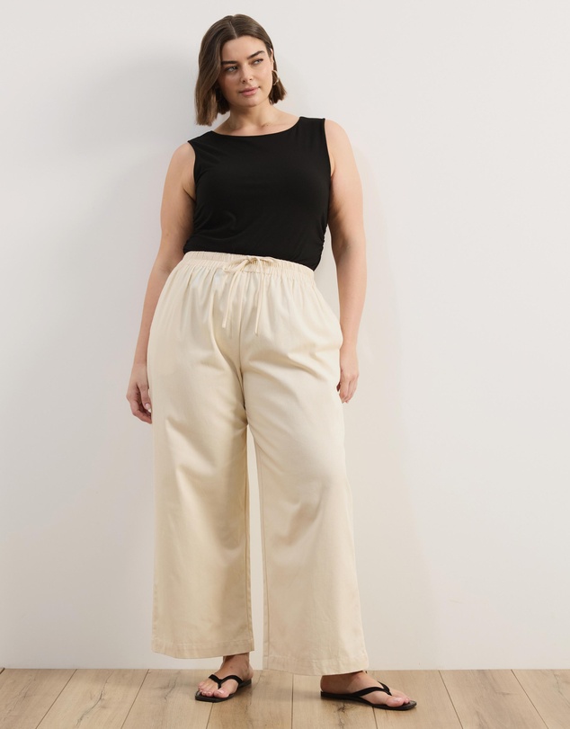 Atmos&Here Curvy - Willow Piping Cotton Twill Pants