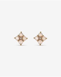 Michael Hill - Australian Opal & Diamond Accent Stud Earrings in 10kt Yellow Gold