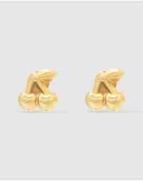Wanderlust + Co - Cherry Gold Flat Back Earrings