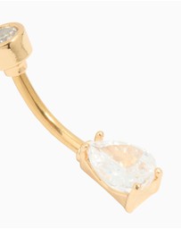 Lovisa - Gold Plated Titanium Cubic Zirconia Double Belly Bar