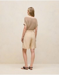 Trenery - Pleat Front Longline Short in Sand