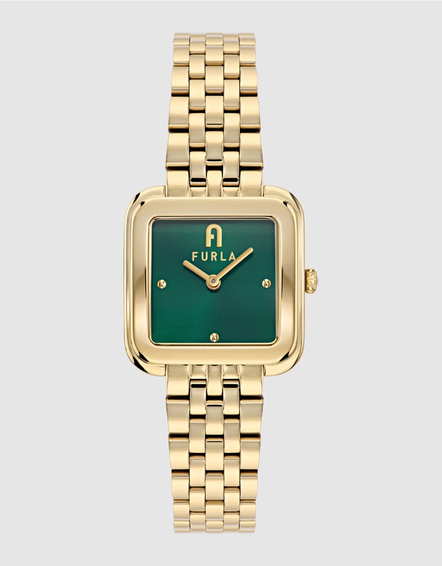 Furla - Diamante 27.5mm Square Green Dial with Gold-Tone Bracelet