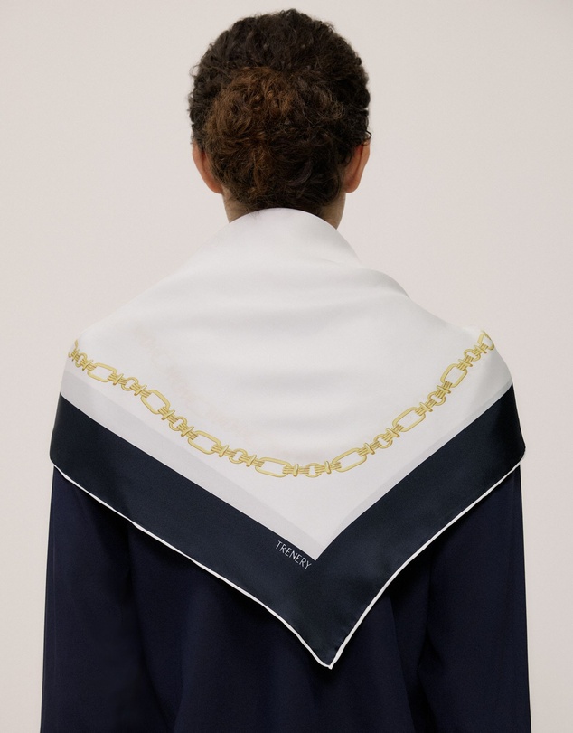 Trenery - Orne Silk Scarf in Parchment