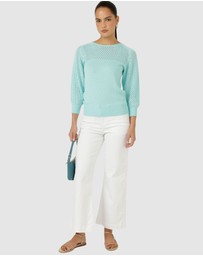 SACHA DRAKE - 3/4 Sleeve Ripple Knit Top