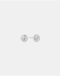 Ania Haie - Ania Haie Silver Textured Bezel-Set Stud Earrings