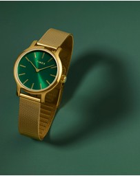 TIMEX - Womens 31mm Transcend Gold-tone Case and Bracelet with Green Dial