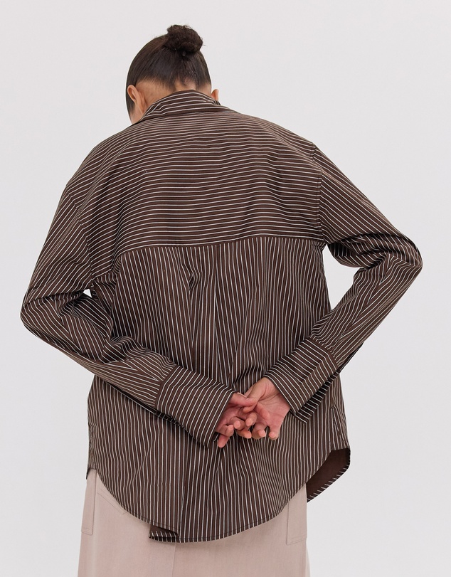 Cloth & Co. - The Dropped Yoke Shirt | Brazil Nut & White