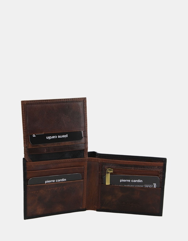 Pierre Cardin - Pierre Cardin Italian Leather Men's Two Tone Bi-Fold Wallet