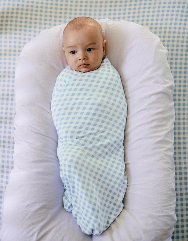 Kynd Baby - Large Stretchy Swaddle in Blue Gingham