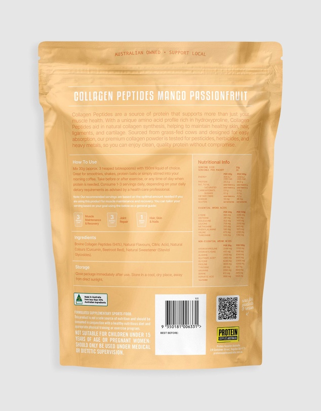 Protein Supplies Australia - Mango Passionfruit Collagen Peptides - 500g