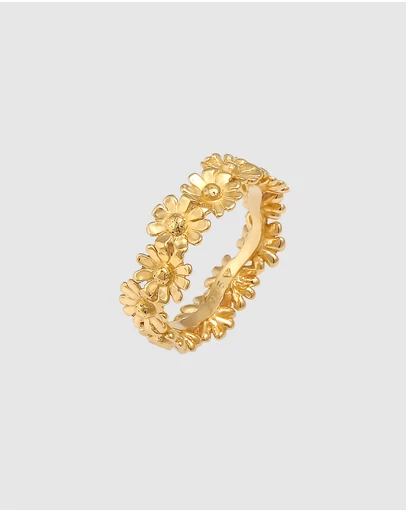 Elli Jewelry - Floral Band Ring in Gold-Plated 925 Silver