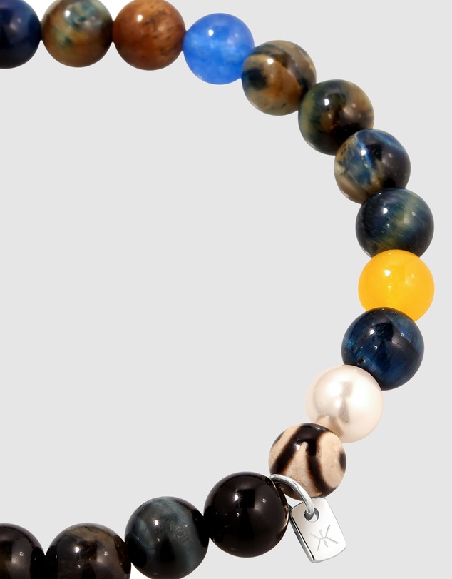 Kuzzoi - ICONIC EXCLUSIVE - Mixed Gemstone Bead Bracelet with Smiling Face