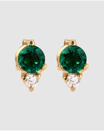 Elli Jewelry - Earrings Stud Emerald Circle 925 Sterling Silver Gold-Plated