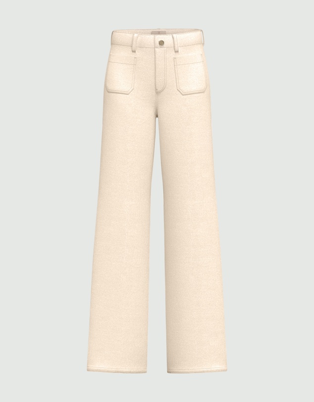 Emme - Wool White Straight Trousers