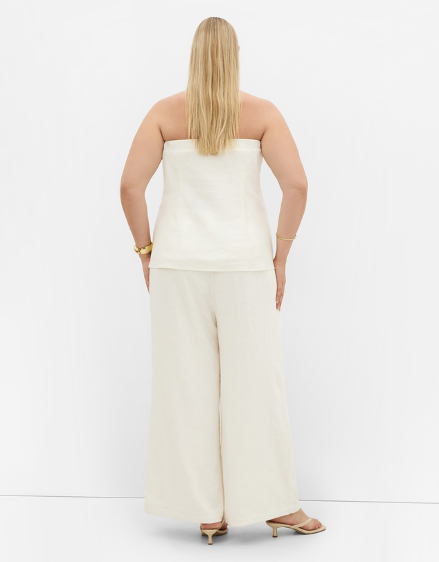 City Chic - Plus size Holly Strapless Linen Top- ivory