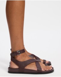 AERE - Leather Crossover Footbed Sandals