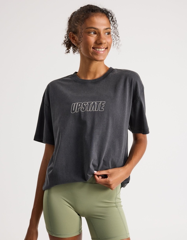 Upstate - Thrive Tee - Black Snow Wash Keyline Stack