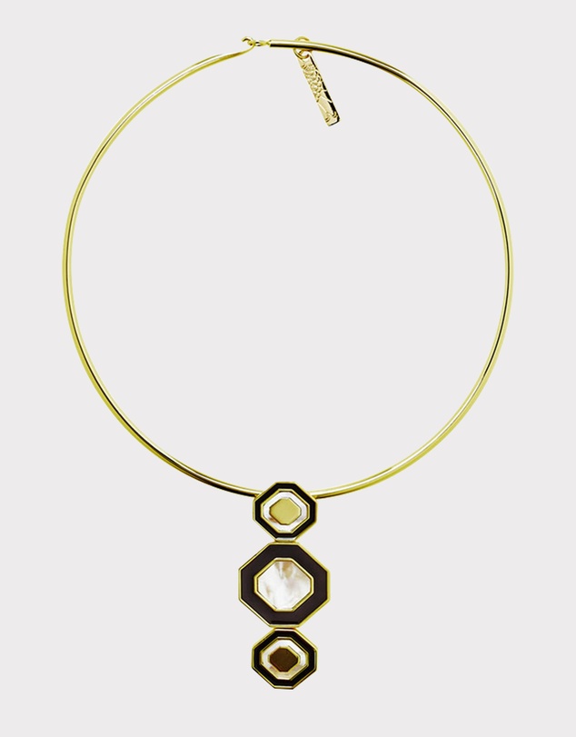 Florence Broadhurst - Octagonal Mop Pendant Ring Necklace