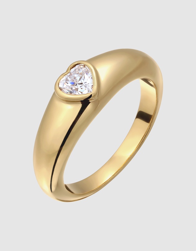 Elli Jewelry - Ring Pinky Crystal Heart Valentine 925 Sterling Silver Gold-Plated