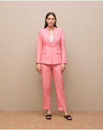 Trenery - Linen Tapered Leg Pant in Pink Peony