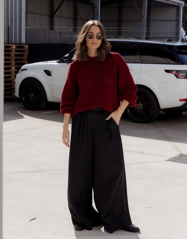 ALEXANDRA - Loam Knit Jumper Red Wine