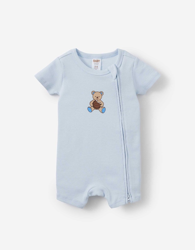 Cotton On Kids - Growie Short Sleeve Zip Romper